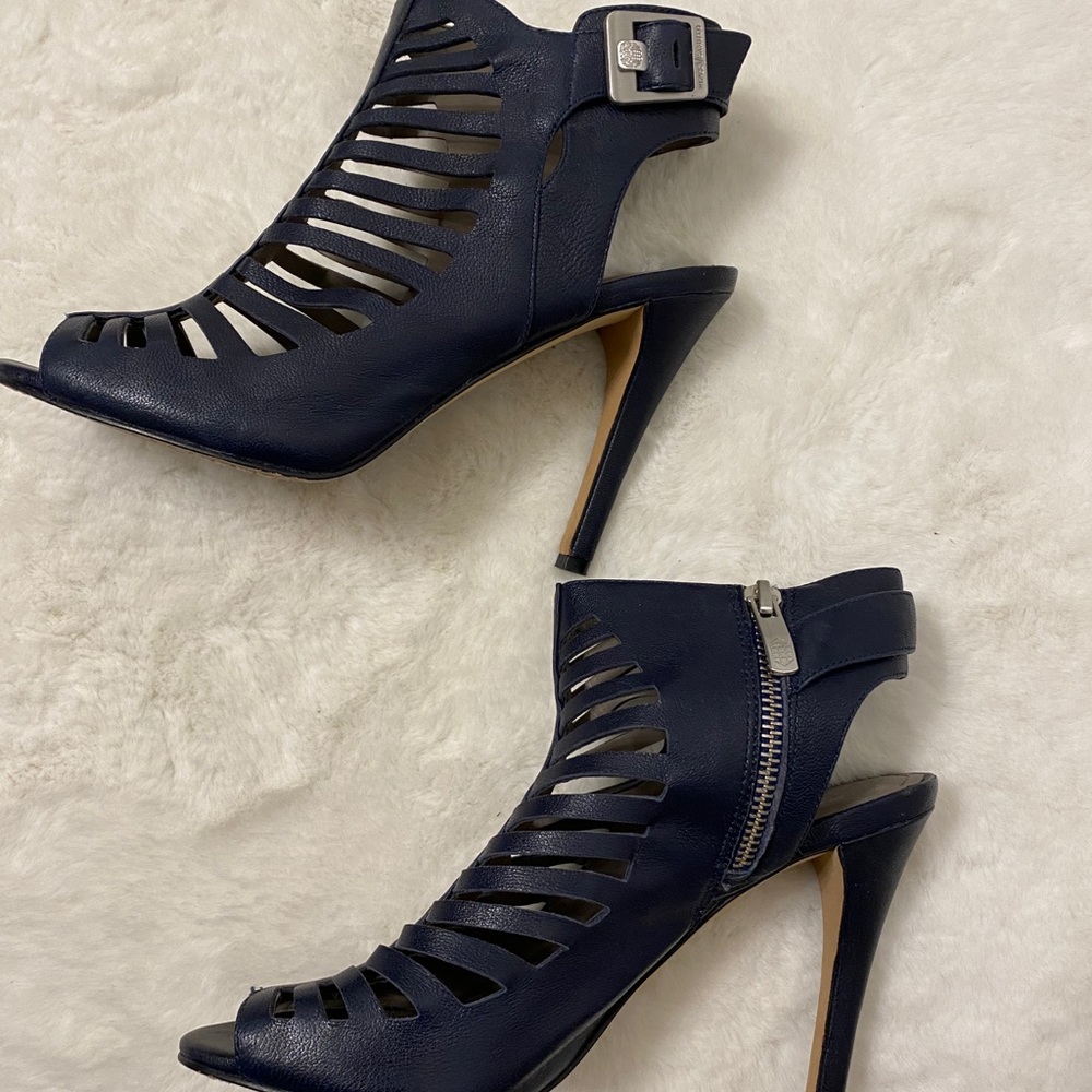 Vince Camuto Navy Blue Caged High Heels